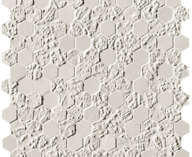 Мозаика fOYW Bloom White Print Esagono Mosaico 29,5x32,5