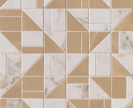 Мозаика fQKM Calacatta Delicato / Onice Miele Slash Mosaico 30,5x30,5