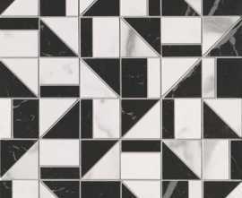 Мозаика fQKN Carrara Superiore-Nero Elegante Slash Mosaico 30.5x30.5