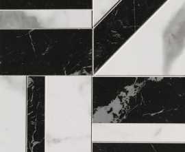 Мозаика fQKC Carrara Superiore / Nero Elegante Deco Mosaico 30x30