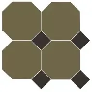 Керамогранит M6731/6302 Октагон зеленый / Квадрат черный на сетке 305х305