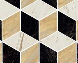 Керамогранит 240840 MOSAICS T3-3D NERO-ORO-BIANCO 17x29,1