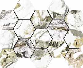 Мозаика MALLA HEX CR LUX GROTTA ORO 32.5x22.5