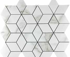 Мозаика Mosaic Statuario Eva 3d diamond 37.1x34.7