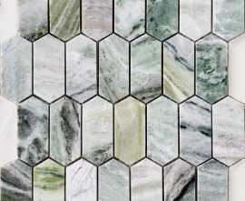 Мозаика Onice Verde oliva POL long hex 38x86x7 278x304x7