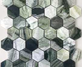 Мозаика Onice Verde oliva POL hex 23x40x7 292x289x7