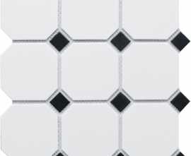 Мозаика Octagon big White/Black Matt (CLA006) 30х30