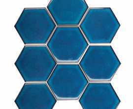 Мозаика JJFQ80048 Hexagon big Deep Blue Glossy 25.6х29.5х6