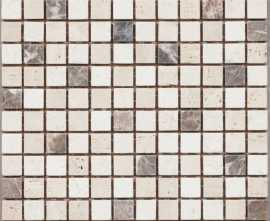 Мозаика DAO-03 Travertine, Dark Emperador камень+травертин 2.3х2.3 30х30