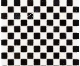 Мозаика DAO-609-23-4 Nero marquina, Tassos white 2.3х2.3 30х30