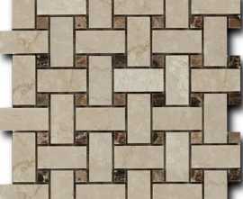 Мозаика Botticino Fiorito + Dark Imperador 3*6*1 30,5*30,5