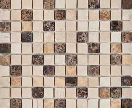 Мозаика PIX272 Emperador Dark, light, Crema Nova из мрамора матовая 23x23 305х305x6