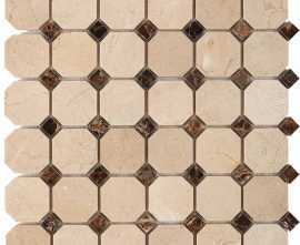 Мозаика PIX212 Cream marfil, Dark Еmperador из мрамора 48x48 305х305x8