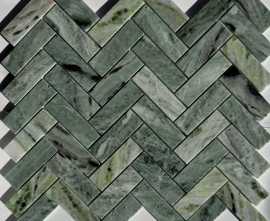 Мозаика PIX320 Jet Green полированная 23х73 317х282х6