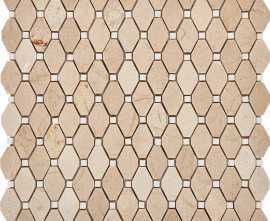 Мозаика PIX285 Cream marfil, Thassos White из мрамора полированная 39x24 286х295x7