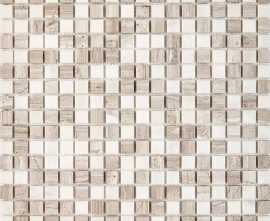 Мозаика PIX280 White Wooden, Dolomiti Bianco из мрамора полированная 15x15 305х305x4
