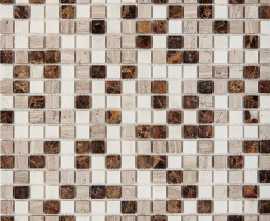 Мозаика PIX277 Emperador Dark, White Wooden, Dolomiti Bianco из мрамора полированная 15x15 305х305x4