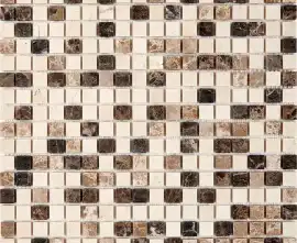 Мозаика PIX271 Emperador Dark, light, Crema Nova из мрамора матовая 15x15 305х305x4