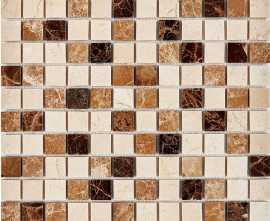 Мозаика PIX269 Emperador Dark, light, Crema Nova из мрамора полированная 23x23 305х305x6