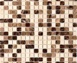 Мозаика PIX268 Emperador Dark, light, Crema Nova из мрамора полированная 15x15 305х305x4