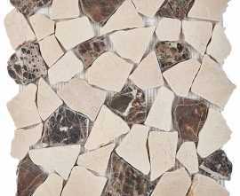 Мозаика PIX262 Cream marfil, Dark Imperador из мрамора матовая 305х305x6
