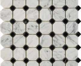 Мозаика PIX209 Bianca Carrara, Nero Marquina из мрамора 48x48 305х305x8