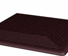 Клинкерная плитка Natural Brown Duro ступень угловая структурированная 30х30