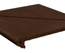 Клинкерная плитка Ступень угловая (распил из двух половин) Шоколад 330x330x14