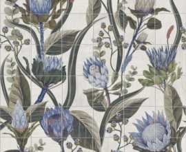Керамогранит Mural Blue Leaves 20x20 (комп/36шт)